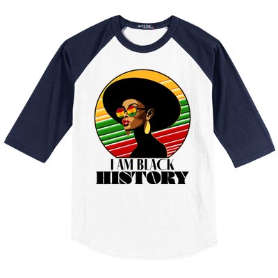 I Am Black History Stylish Black African American Woman Baseball Sleeve Shirt