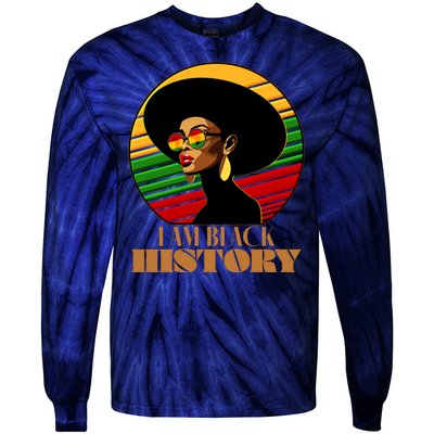 I Am Black History Stylish Black African American Woman Tie-Dye Long Sleeve Shirt