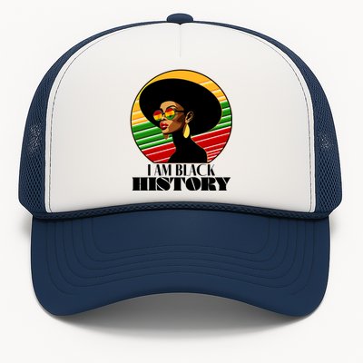 I Am Black History Stylish Black African American Woman Trucker Hat