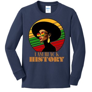 I Am Black History Stylish Black African American Woman Kids Long Sleeve Shirt