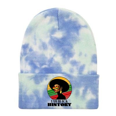 I Am Black History Stylish Black African American Woman Tie Dye 12in Knit Beanie