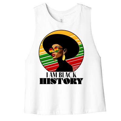 I Am Black History Stylish Black African American Woman Women's Racerback Cropped Tank