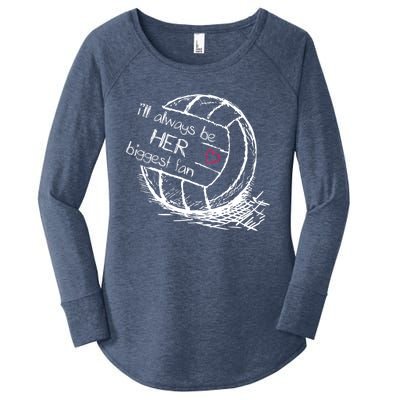 I'll Always Be Her Biggest Fan Gift Volleyball Gift Proud Mom Dad Gift Women's Perfect Tri Tunic Long Sleeve Shirt