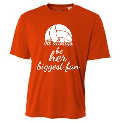 I'll Always Be Her Biggest Fan Gift Volleyball Mom Or Dad Gift Cooling Performance Crew T-Shirt