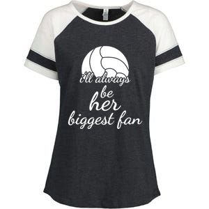 I'll Always Be Her Biggest Fan Gift Volleyball Mom Or Dad Gift Enza Ladies Jersey Colorblock Tee