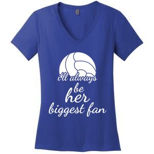 I'll Always Be Her Biggest Fan Gift Volleyball Mom Or Dad Gift Women's V-Neck T-Shirt