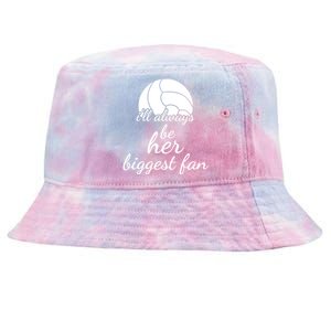 I'll Always Be Her Biggest Fan Gift Volleyball Mom Or Dad Gift Tie-Dyed Bucket Hat