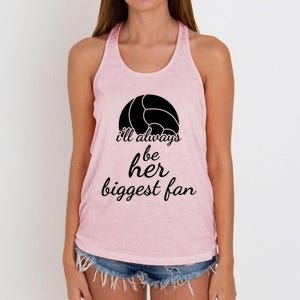 I'll Always Be Her Biggest Fan Gift Volleyball Mom Or Dad Gift Women's Knotted Racerback Tank