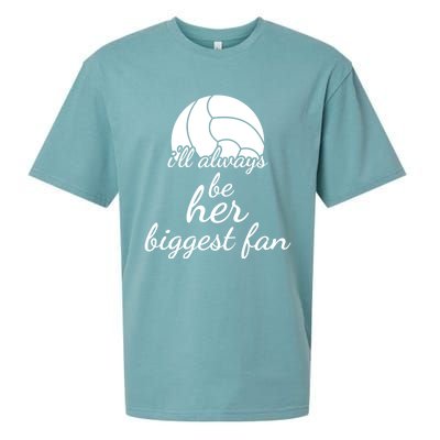 I'll Always Be Her Biggest Fan Gift Volleyball Mom Or Dad Gift Sueded Cloud Jersey T-Shirt