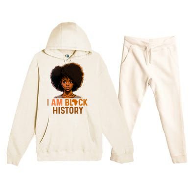 I Am Black History Women Girl Black History Month Melanin Premium Hooded Sweatsuit Set