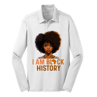 I Am Black History Women Girl Black History Month Melanin Silk Touch Performance Long Sleeve Polo