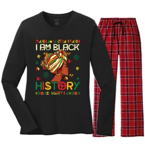 I Am Black History Month African American For Women Girl Women's Long Sleeve Flannel Pajama Set 