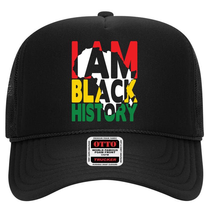 I Am Black History Month African American Pride Celebration High Crown Mesh Back Trucker Hat