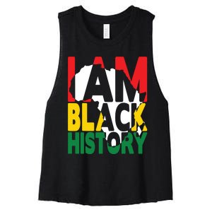 I Am Black History Month African American Pride Celebration Women's Racerback Cropped Tank