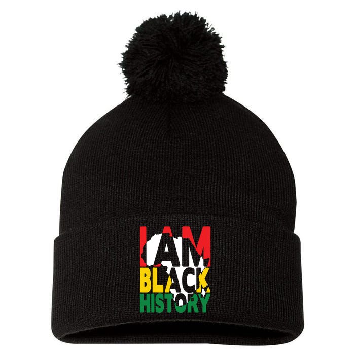 I Am Black History Month African American Pride Celebration Pom Pom 12in Knit Beanie