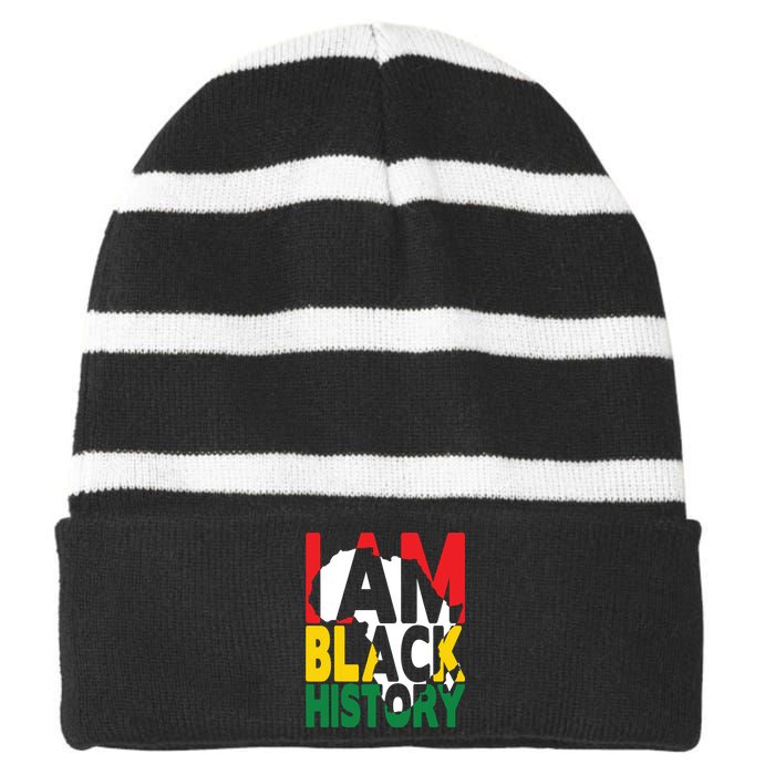 I Am Black History Month African American Pride Celebration Striped Beanie with Solid Band