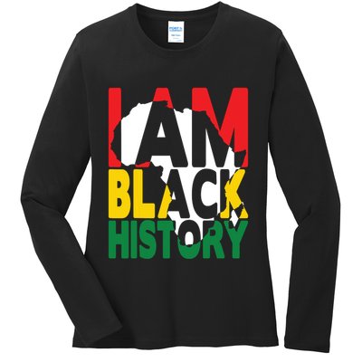 I Am Black History Month African American Pride Celebration Ladies Long Sleeve Shirt