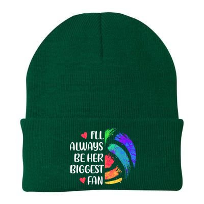 I'll Always Be Her Biggest Fan Volleyball Mom Volleyball Dad Gift Knit Cap Winter Beanie