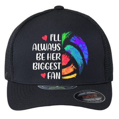 I'll Always Be Her Biggest Fan Volleyball Mom Volleyball Dad Gift Flexfit Unipanel Trucker Cap