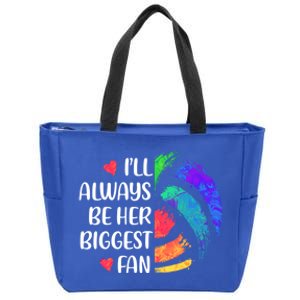 I'll Always Be Her Biggest Fan Volleyball Mom Volleyball Dad Gift Zip Tote Bag