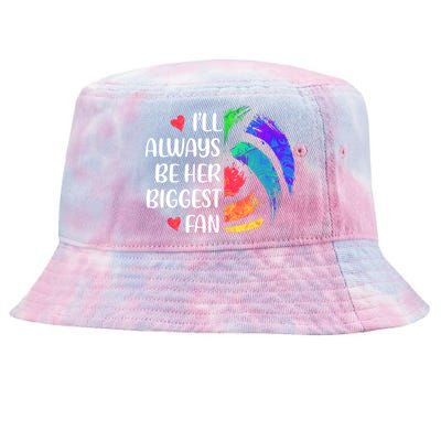 I'll Always Be Her Biggest Fan Volleyball Mom Volleyball Dad Gift Tie-Dyed Bucket Hat