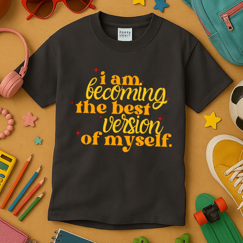 I Am Becoming The Best Version Of Myself Positive Quote Kids T-Shirt