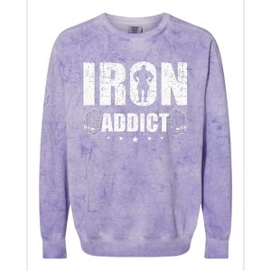 Iron Addict Bodybuilding Weightlifting Workout Colorblast Crewneck Sweatshirt