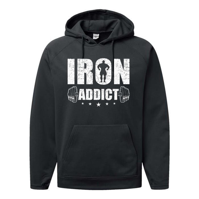 Iron Addict Bodybuilding Weightlifting Workout Performance Fleece Hoodie