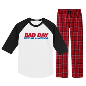 Its A Bad Day To Be A Hot Dog Funny Hot Dog 4th Of July Raglan Sleeve Pajama Set