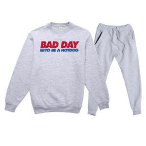 Its A Bad Day To Be A Hot Dog Funny Hot Dog 4th Of July Premium Crewneck Sweatsuit Set