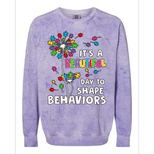 It's A Beautiful Day To Shape Behaviors Special Education Autism Awareness Colorblast Crewneck Sweatshirt