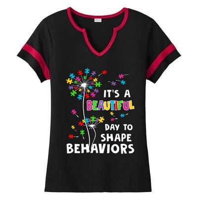 It's A Beautiful Day To Shape Behaviors Special Education Autism Awareness Ladies Halftime Notch Neck Tee