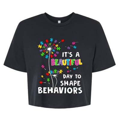 It's A Beautiful Day To Shape Behaviors Special Education Autism Awareness Bella+Canvas Jersey Crop Tee