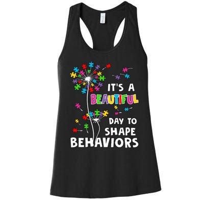 It's A Beautiful Day To Shape Behaviors Special Education Autism Awareness Women's Racerback Tank