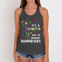 It's A Beautiful Day To Shape Behaviors Special Education Autism Awareness Women's Knotted Racerback Tank