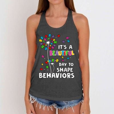 It's A Beautiful Day To Shape Behaviors Special Education Autism Awareness Women's Knotted Racerback Tank