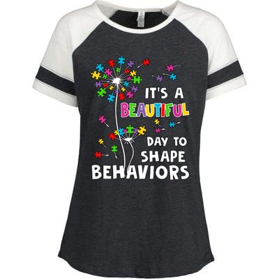 It's A Beautiful Day To Shape Behaviors Special Education Autism Awareness Enza Ladies Jersey Colorblock Tee