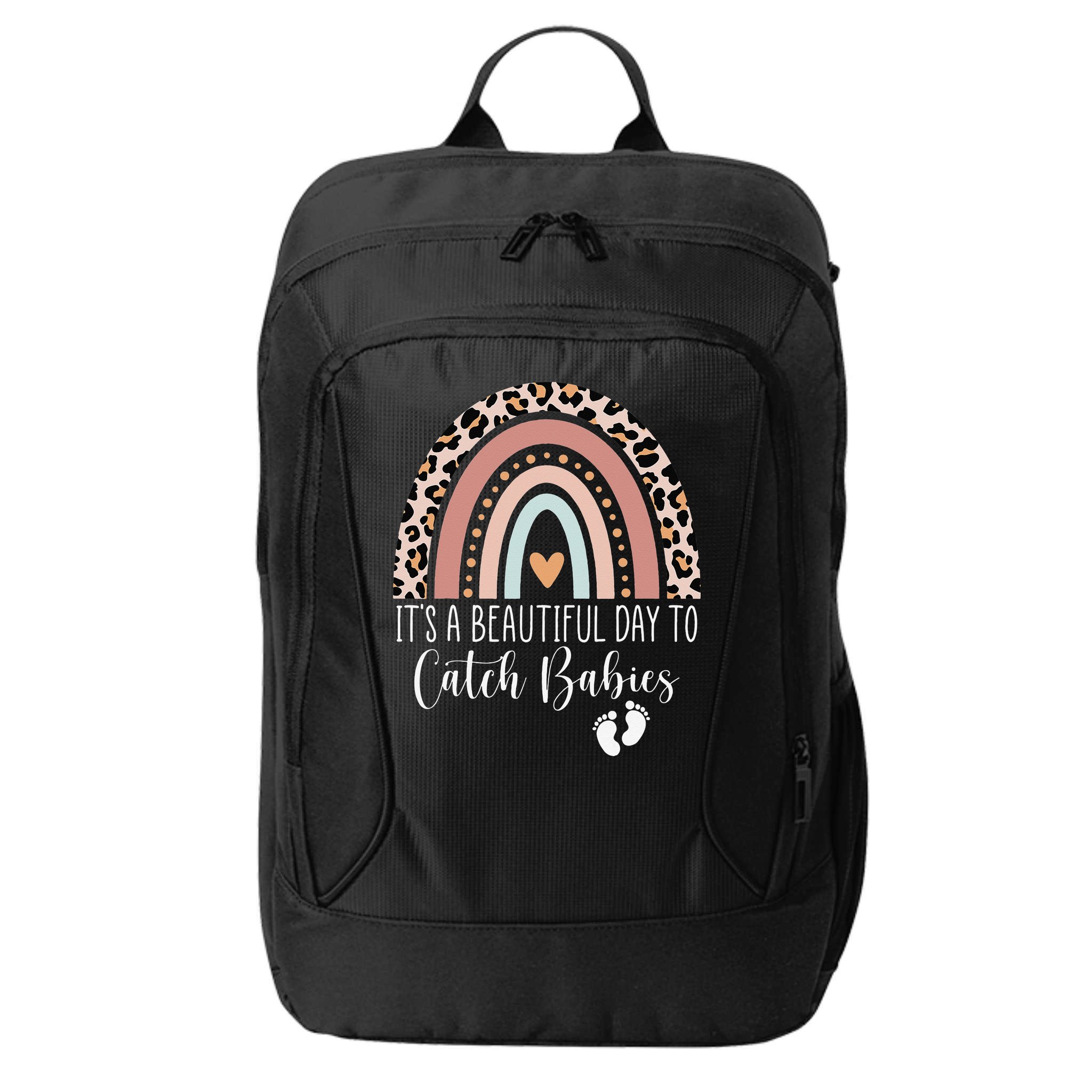 Its A Beautiful Day To Catch Babies Midwife LD Nurse Rainbow City Backpack