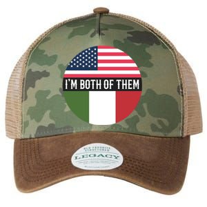 I Am Both Of Them American And Italian Flags Legacy Tie Dye Trucker Hat