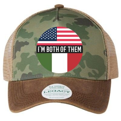 I Am Both Of Them American And Italian Flags Legacy Tie Dye Trucker Hat