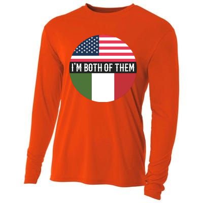 I Am Both Of Them American And Italian Flags Cooling Performance Long Sleeve Crew