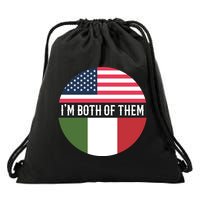 I Am Both Of Them American And Italian Flags Drawstring Bag