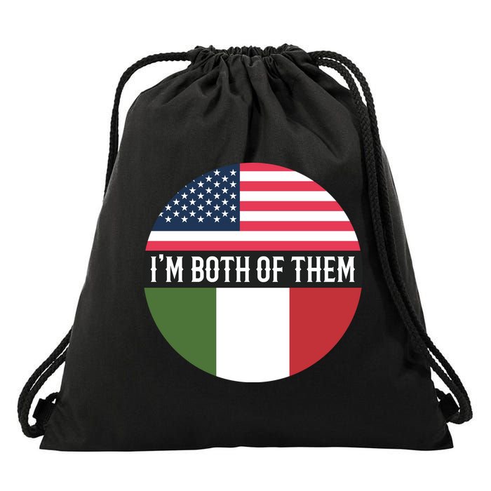 I Am Both Of Them American And Italian Flags Drawstring Bag