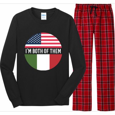 I Am Both Of Them American And Italian Flags Long Sleeve Pajama Set