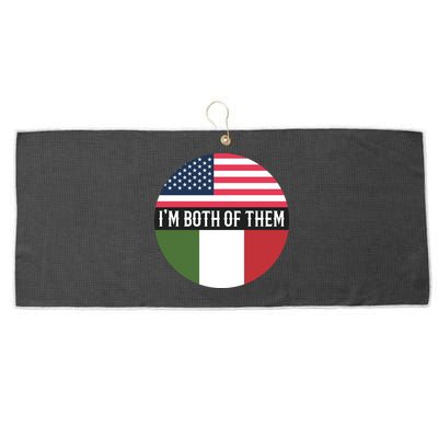 I Am Both Of Them American And Italian Flags Large Microfiber Waffle Golf Towel
