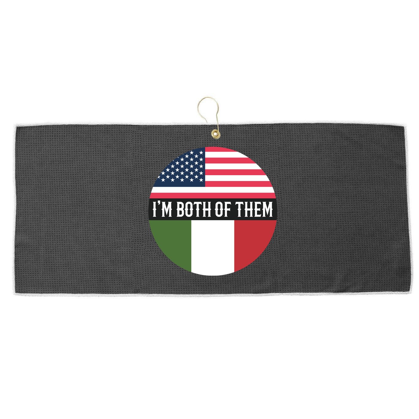 I Am Both Of Them American And Italian Flags Large Microfiber Waffle Golf Towel