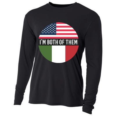 I Am Both Of Them American And Italian Flags Cooling Performance Long Sleeve Crew