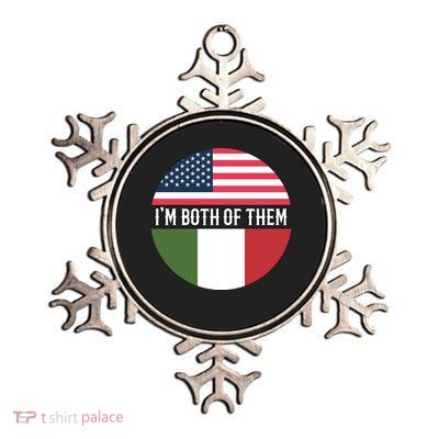 I Am Both Of Them American And Italian Flags Metallic Star Ornament