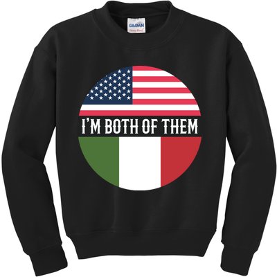 I Am Both Of Them American And Italian Flags Kids Sweatshirt