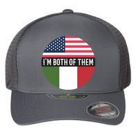 I Am Both Of Them American And Italian Flags Flexfit Unipanel Trucker Cap